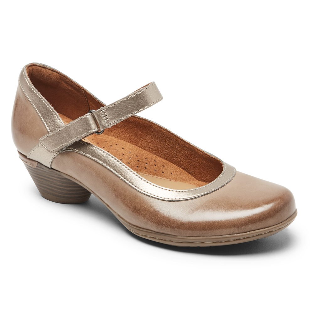 Rockport Womens Flats Brown - Cobb Hill Laurel Mary Jane - UK 615-MDITUR